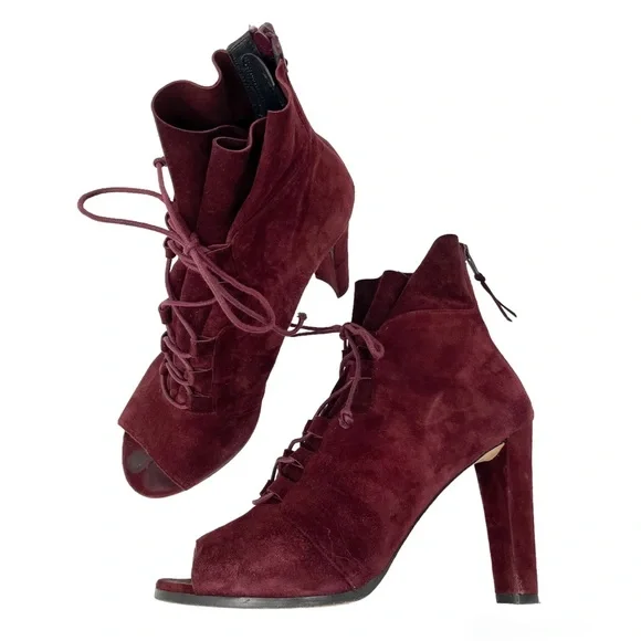 Stuart Weitzman Bound Lace-Up Peep Toe Bootie Women’s 10 - Picture 11 of 11